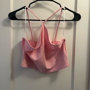 Pink Criss Cross Cropped Tank Top